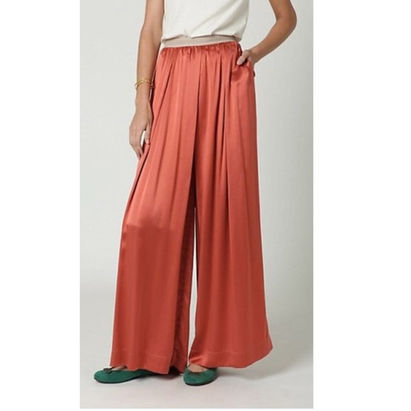 Anthropologie Other - Anthropologie Eloise Silk Peach Pink Pull On Pants
